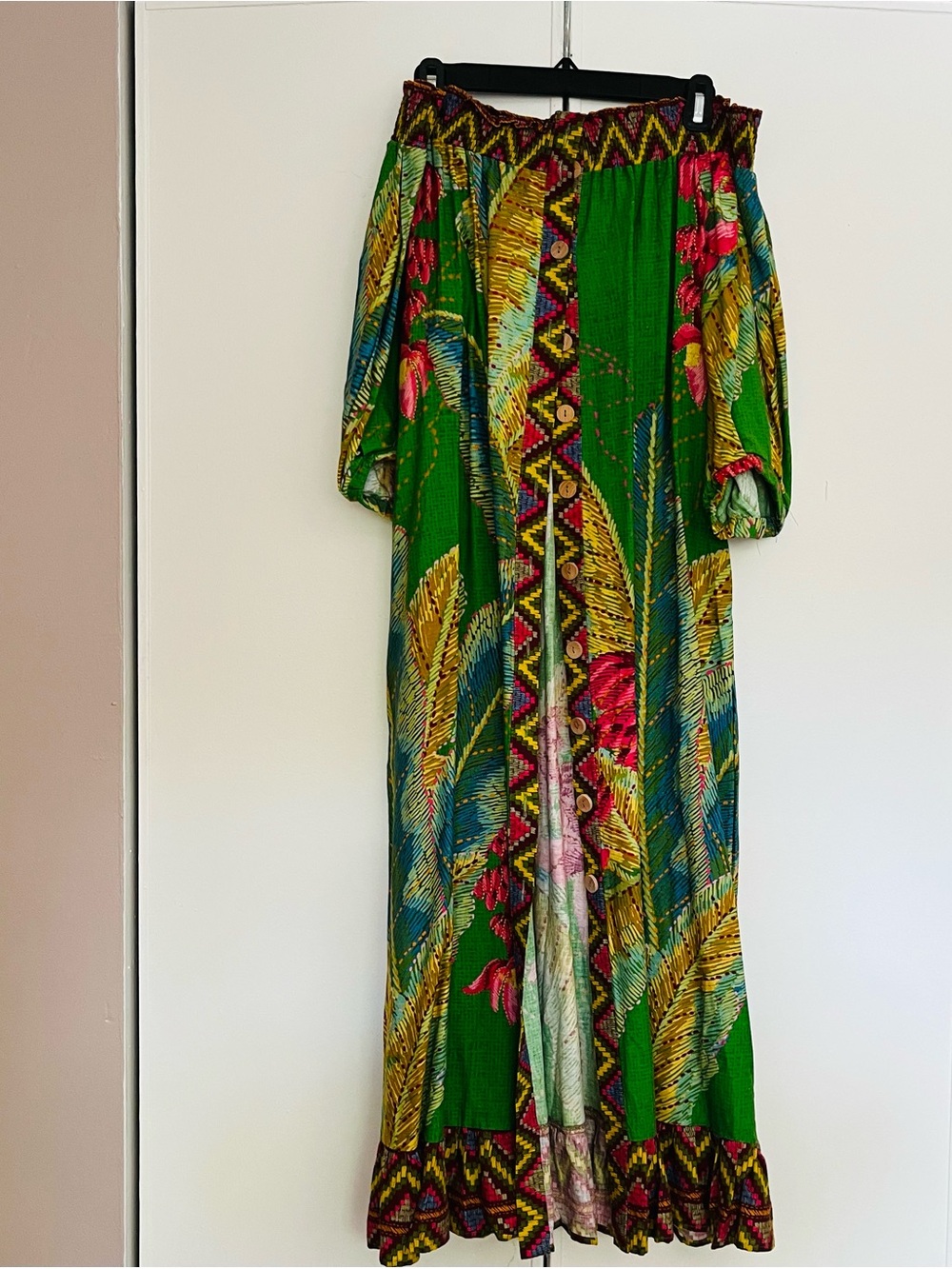 FARM Rio Green Tropical Midi Dress with Yellow, Pink & Blue Accents - Picture 5 of 8